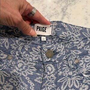 PAIGE Blue and White Patterned Jeans